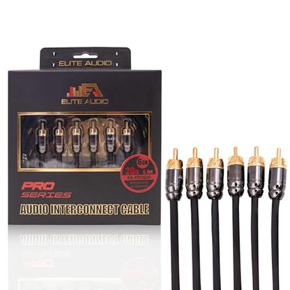 Elite Audio Pro Series | 20ft 6-Channel RCA Cable | OFC | Triple Shielded - color: 6-Channel, size: 20' (ft)