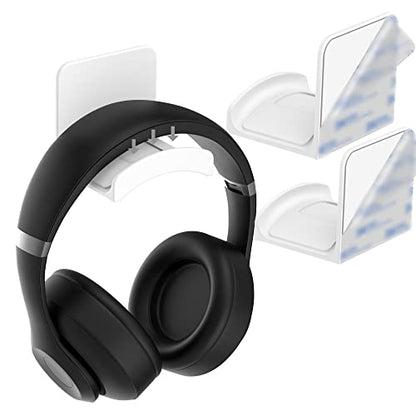 Headphone Hook for Desk, Headset & Controller Holder, White 2 Pcs | Space-saving headphone hanger and wall mount alternative, durable ABS with non-slip pad, supports up to 1 kg - color: White-2Pack