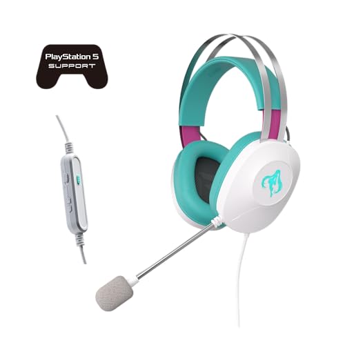 ASUS TUF Gaming H1 Gaming Headset Wired, Discord Certified Mic - Aqua | 40mm Drivers, Virtual 7.1 Surround Sound, TeamSpeak-Certified Mic, Removeable Ear Cushions, for PC, PS5