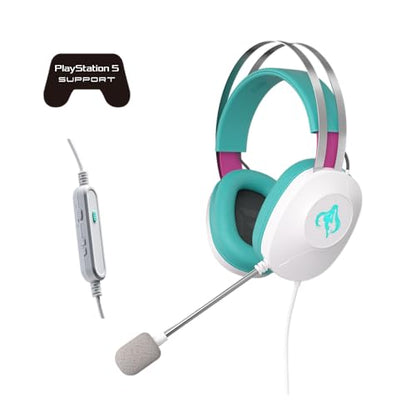 ASUS TUF Gaming H1 Gaming Headset Wired, Discord Certified Mic - Aqua | 40mm Drivers, Virtual 7.1 Surround Sound, TeamSpeak-Certified Mic, Removeable Ear Cushions, for PC, PS5