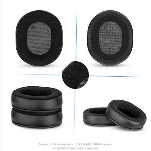 Hybrid Earpads for Steelseries Arctis 1, 3, 5, 7, 9, PRO & PRIME Headsets - Thicker Memory Foam, Comfier & Long Lasting, By Brainwavz - color: Hybrid
