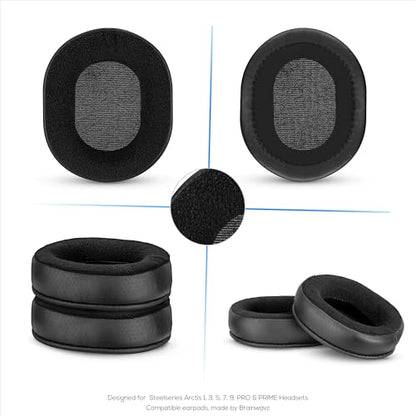 Hybrid Earpads for Steelseries Arctis 1, 3, 5, 7, 9, PRO & PRIME Headsets - Thicker Memory Foam, Comfier & Long Lasting, By Brainwavz - color: Hybrid
