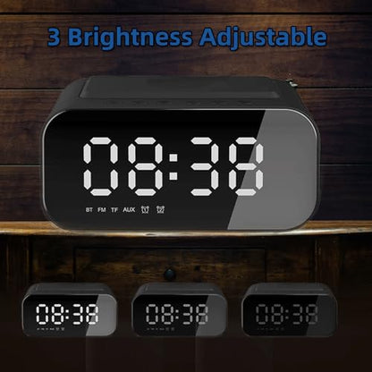 IHAO 7in1 Multifunctional Digital Alarm Clock with 15W Fast Wireless Charger Bluetooth Speaker LED Display Clock FM Radio TF Card, AUX Input, USB Port Dual Alarm for Bedroom and Office-BT510 White - color: 5in1 Wireless Charger Alarm Clock Bt510 White
