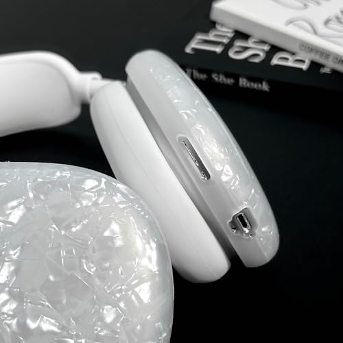 for Cute Glitter Airpods Max Case with Cleaner Kit, Anti-Scratch Shell Pattern Ear Pad Case Cover/Ear Cups Cover/Headband Cover for AirPods Max Cover Protective Skin Girl Women White - color: White