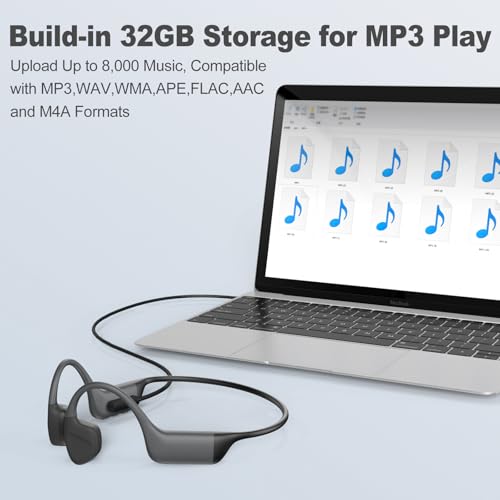 Bone Conduction Headphones Swimming,IP68 Waterproof,Bluetooth 5.4, Built-in 32GB TF Swimming Headphones Underwater Music Player, Open Ear Bluetooth Earbuds