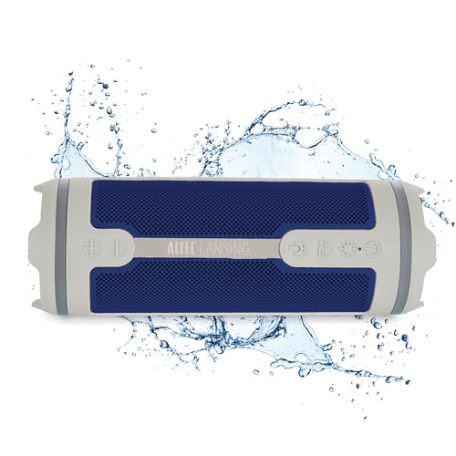 Altec Lansing HydraMOTION 2.0 Wireless Bluetooth Speaker, 16H Battery, RGB Lights, USB-C Quick Charge, IP67 Rated Waterproof Bluetooth, Mountable Speaker, Voice Assistant - color: Cool Gray/Navy Blue