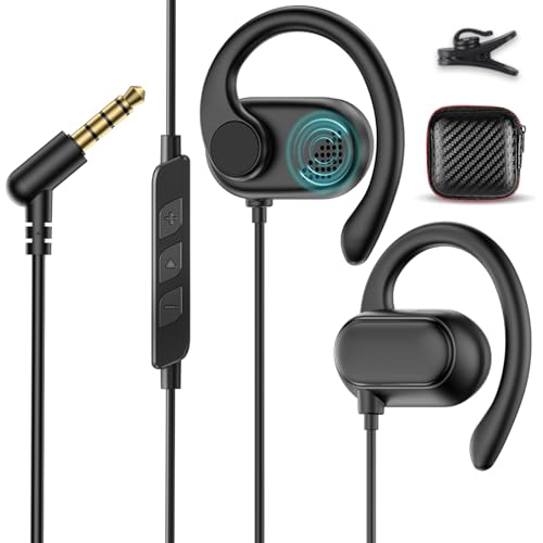 Open Ear Headphone 3.5mm Earbuds for Chormebook Laptop Computer,Over On Ear | Buds for Samsung A15 for Moto G Stylus,3.5 Jack Desktop PC Headset with Mic Adjustable Hook,Travel Airplane Wired Earphones