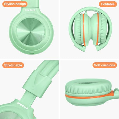 SIMOLIO Manyshare Kid Wired Headphone with Mic, 3.5mm Plug, School & Travel - color: Green