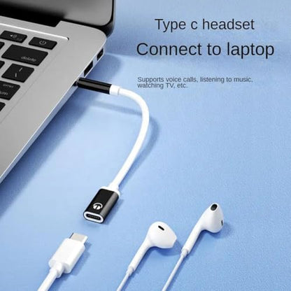 3.5mm Male to Type-C Female Audio Adapter Cable, White, Compatible with Smartphones, MP3 Players, Laptops, Tablets