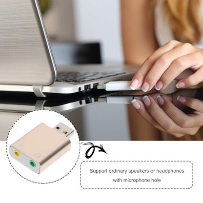 USB External Sound Card Audio Interface with Headphone and Microphone Jack Plug and Play USB to Adapter for Laptop Desktop No Driver Required Compact Stereo Sound Card Random Color