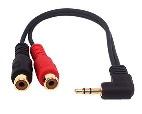 3.5mm to 2RCA Adapter Cable, 8 Inch Gold Plated 90 Degree Right-Angled 1/8" TRS Stereo Male to Dual RCA Female Y Splitter Adapter Cable(3.5M/2RCAF)