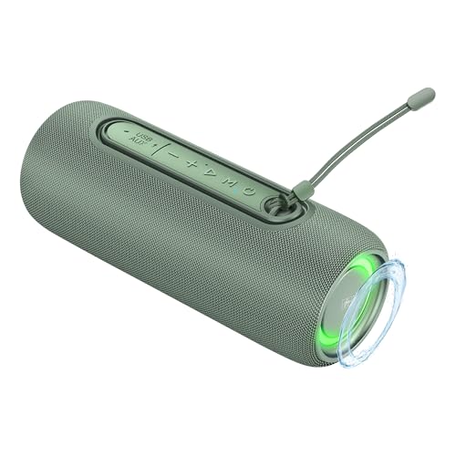 Fisher Portable Bluetooth Speakers IPX5 Waterproof Speaker, 14W Peak Power | Stereo Bluetooth Speaker, RGB Lights, TWS, BT 5.3, Built-in Mic, Hands Free Calling Speakers Bluetooth Wireless, Use Anywhere - color: Green
