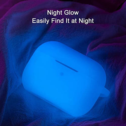 Lerobo for AirPod Pro Case, Silicone Cover with Keychain, Nightglow Blue | Glow-in-the-Dark, Scratch & Dust Resistant, Wireless Charging, Compatible with Apple AirPods Pro 2/1 Case Cover for Women Men - color: Nightglow Blue