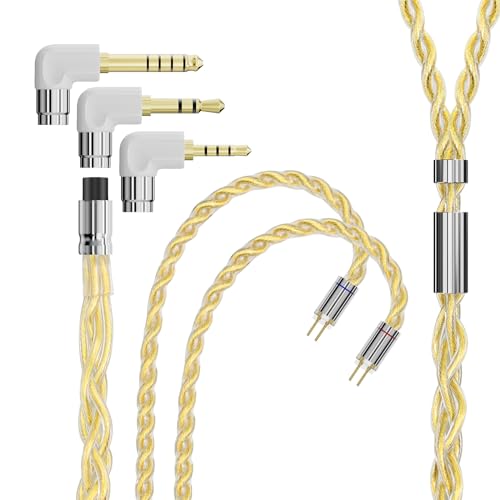 ARTTI A3 Pure IEM Earphone Cable 2.5/3.5/4.4mm 3in1 Plug Detachable Earbuds Upgraded Cable, Replacement Cable for Audiophile Musician(2PIN, Right Angle) - size: 2PIN BEND