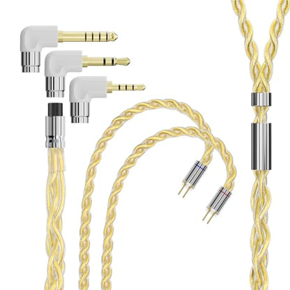ARTTI A3 Pure IEM Earphone Cable 2.5/3.5/4.4mm 3in1 Plug Detachable Earbuds Upgraded Cable, Replacement Cable for Audiophile Musician(2PIN, Right Angle) - size: 2PIN BEND