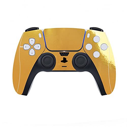 PlayVital Chrome Gold Glossy Full Set Skin Decal for ps5 Console Disc Edition, Sticker for ps5 Vinyl Decal Cover for ps5 Controller & Charging Station & Headset & Media Remote - color: Chrome Gold