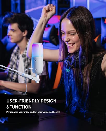 USB Condenser Microphone, Gaming Mic for PC/PS5 Podcast Streaming - color: Pearl White