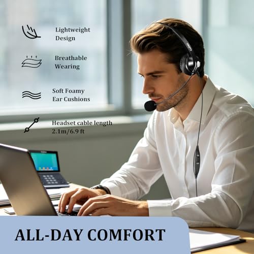 Callez Mono RJ9 Phone Headset with Noise Cancelling Mic for Avaya 1608 1616 | Telephone Headset, Volume Controls, Phone Headphone Work for Grandstream GXP2135 2170 Panasonic Ooma Office Landline Phones - color: Black