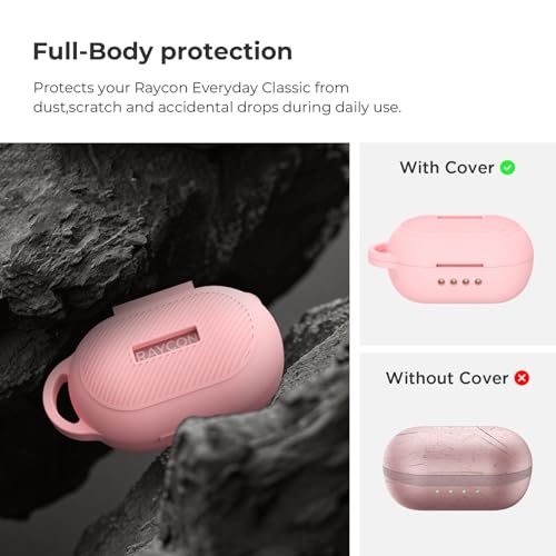 Soft Silicone Case for Raycon Everyday Classic Earbuds with Keychain&Cleaning Pen kit,Anti-Scratch Shockproof Protective Case Cover for Raycon Everyday Classic Earbuds Charging Case (Pink) - color: Pink