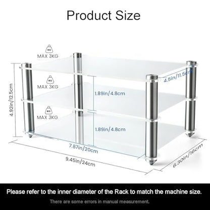 Mini Acrylic Audio Component Rack, Open 2-Layer Rack Aluminium Holders, Small Desktop Multimedia Storage, 3kg Load Capacity, for HiFi Audio Equipment Dac Amplifier Amp - color: A