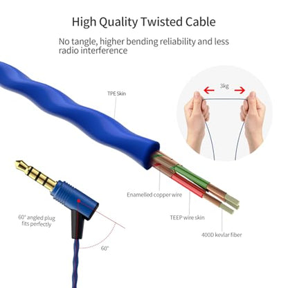 SoundMAGIC E50C Wired Earbuds, with Mic, in-Ear Monitor, 3.5mm Jack, Blue | Clear bass, Balanced HiFi sound, Noise isolation, Solid alloy shell, Inline mic & remote, Tangle-free cable, Comfortable fit - color: Blue