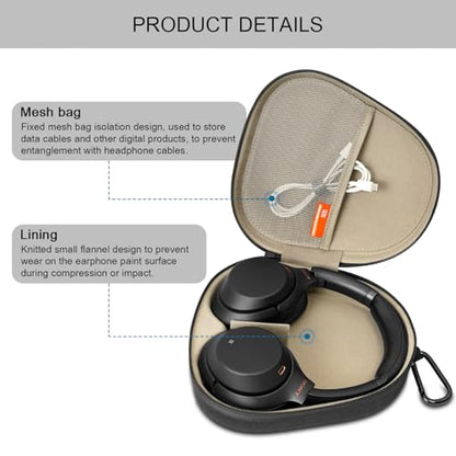 Headphones Case for Skullcandy/JBL/Bose/Sony Wireless Headphones - Brown | Travel Case Carrying Cover Bag, Storage Protective Bag with Cable - color: Brown