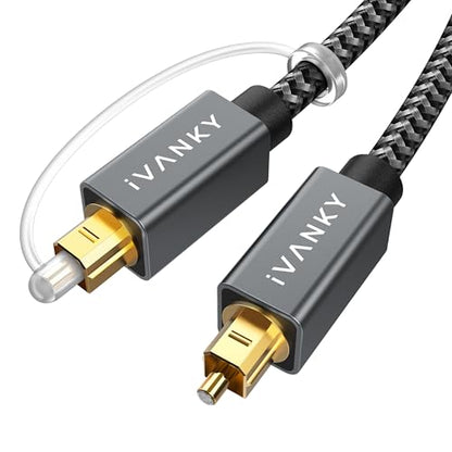 IVANKY Optical Audio Cable 3.3ft, Toslink Fiber Optic S/PDIF Digital Audio - color: Grey, size: 3.3 ft, style: Straight Cable
