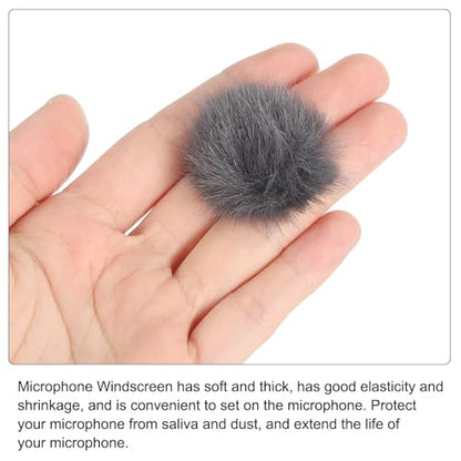 PATIKIL Furry 마이크 윈드스크린 5mm x 55mm 마이크 커버 윈드실드 실내 실외 마이크용 딥 그레이 2팩 - color: 딥 그레이., size: 5mm x 55mm