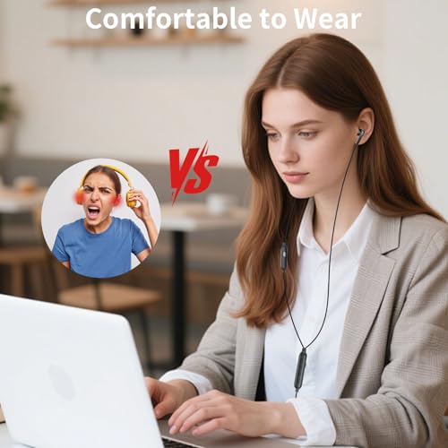 ACAGET USB Computer Headphones for PC Laptop Adjustable Sound & Vocal EQs | Corded Gaming Headset USB A Zoom Meeting Earbuds with Mute Mic & Volume Control HiFi Stereo Laptop Earphones for Dell Surface