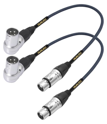 1.5Ft Right Angle 3Pin XLR Male to 3Pin XLR Female Audiao Cable, Mixer, Microphone,Amplifier Audio Cable - 2-Pack - size: 1.5Feet
