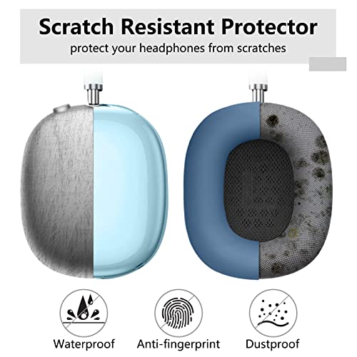 for AirPods Max case Cover,Anti-Scratch Ear Pad Case Cover/Ear Cups Cover/Headband Cover for AirPods Max. Clear Soft TPU and Silicone,Skin Scratch Proof. - color: 3PC-Blue