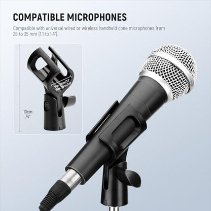 NEEWER BASICS Microphone Holder Accessories Kit 2 Pack, Adjustable Mic Clips with 3/8" to 5/8" Screw Adapters for Universal Wired Wireless Handheld Mics from 28mm to 35mm, MS019