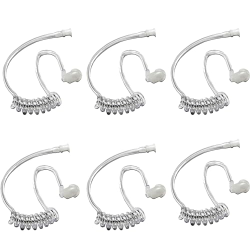 SAMCOM Replacement Acoustic Tube for SM007 Earpiece K-Plug, Clear Coil 6Pcs | Compatible with Baofeng Kenwood Radio Earpiece, Removable Stretchable Coil Acoustic Tube for Walkie Talkie Headset - size: 6 Pcs Replacement Coil Tube