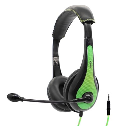 Avid Products AE-36 Headset in Green with Adjustable Boom Microphone for School, Classroom, Education, Testing and Assessment (10 Pack) - color: Green, size: 10 Pack