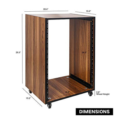Sound Town DIY 16U Studio Rack with Furniture Grade Walnut Laminate, Rubber Feet, Casters (SDRK-16WN) - size: 16U w/ Casters