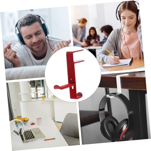 POPETPOP Headphone Hanger Bracket Hanger Holder Earphones Hook Headphones Headphone Stand Clamp Headphone Mount Stand Headset Hanger Mount Headphone Supporting Bar Headset Stand Alloy Red - color: Red