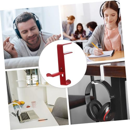 POPETPOP Headphone Hanger Bracket Hanger Holder Earphones Hook Headphones Headphone Stand Clamp Headphone Mount Stand Headset Hanger Mount Headphone Supporting Bar Headset Stand Alloy Red - color: Red