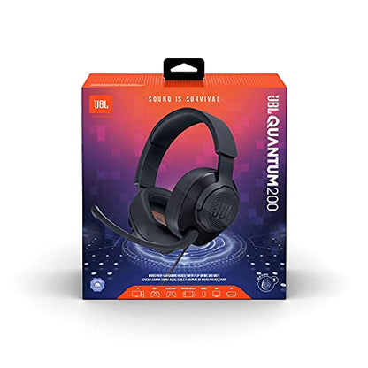 JBL Quantum 200 - Wired Over-Ear Gaming Headset with Voice Focus Directional flip-up mic and Memory Foam Ear Cushions (Black),(Pack of 4) - size: Large (Pack of 4)