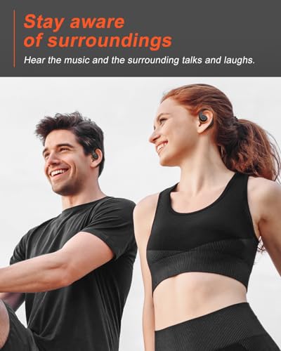 Jzones Open Ear Headphones Wireless Bluetooth 5.3, Open Ear Earbuds with Dual 16.2mm Dynamic Drivers 60 Hours Playtime Waterproof Sport Earbuds for Android iPhone TV,Black - color: Black