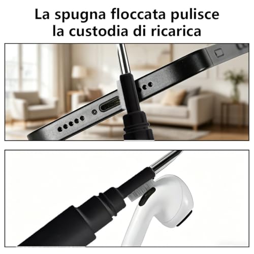 2-Pack Cleaning Brush Pen Set for Earbuds and Phones, Plastic Compact Cleaner Tool with Metal Tip (Black) - color: Black