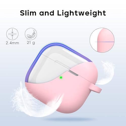 RFUNGUANGO for AirPods 4 Case, Pink | Cleaner Kit, Carabiner, Soft Silicone Protective Cover, Wireless Charging Compatible - color: B-Pink, size: AirPods 4 Case