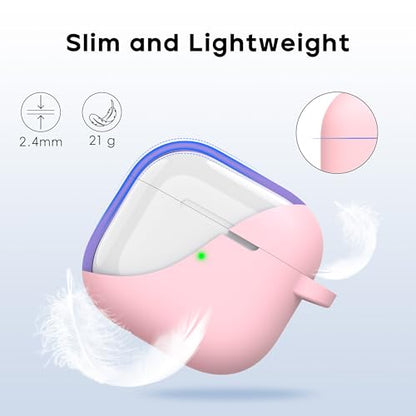 RFUNGUANGO for AirPods 4 Case, Pink | Cleaner Kit, Carabiner, Soft Silicone Protective Cover, Wireless Charging Compatible - color: B-Pink, size: AirPods 4 Case