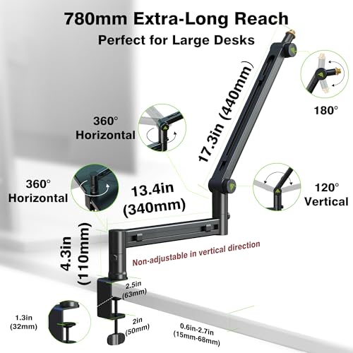 AA AUDIO ACCESSORY Low Profile Mic Boom Arm with Extension Rod