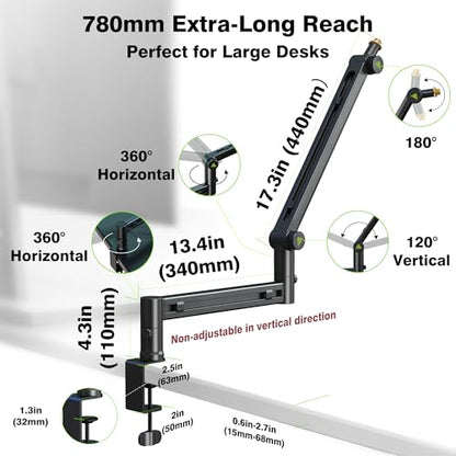 AA AUDIO ACCESSORY Low Profile Mic Boom Arm with Extension Rod