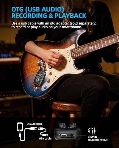 LEKATO PA-2 Guitar Headphone Amp for Electric Guitar Headphone Amplifier for Portable Practice, 9 Amp Models, 3 Mod Effects, 3 Space Effects, with Bluetooth Receiver, USB OTG Recording