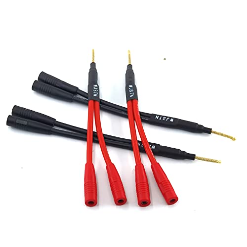 WJSTN Banana Plug Cable Braided Wire Banana Plug Splitter 1 Male 2 Female Adapter, Gold pin Banana Plugsfor Spring-Loaded Inputs,4- Pack