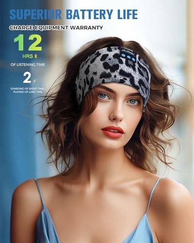 LC-dolida Sleep Headphones Bluetooth, Headband Headphones Earphones Wireless, Sleep Mask for Sleeping, Sports, Gifts, Workout, Jogging, Yoga,Insomnia, Air Travel, Meditation - color: Leopard Print