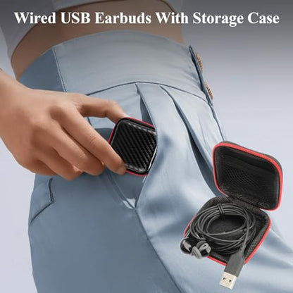 USB Earbuds for PC Laptop Computer with Mic Wired Headphones 7.5FT Black | USB A Headset with Microphone Audio Control Noise Isolating Earphones for Dell for HP Surface Switch Office Zoom Working