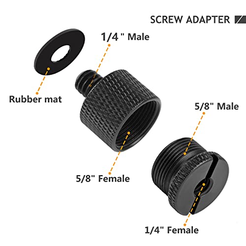 12 Pieces Mic Stand Adapter, Mic Thread Screw Adapter 5/8 Female to 3/8 Male and 3/8 Female to 5/8 Male, 5/8 Female to 1/4 Male and 1/4 Female to 5/8 Male with Rubber Pad for Microphone Stand