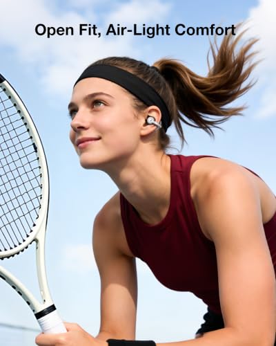 LEICEX Open Ear Clip-On Earbuds, Lightweight Portable Wireless Headphones, Comfortable Wear with 40H Long Playtime(White)